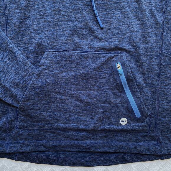 Vineyard Vines Performance Quarter-Zip Hoodie Brushed Fleece Pull Over Blue - Picture 9 of 10